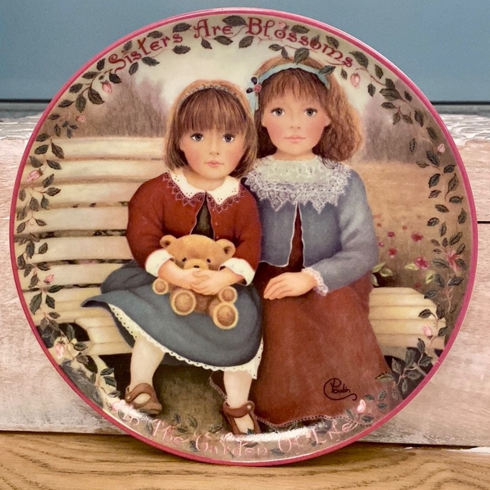 Vintage Collector Plate “Sisters Are Blossoms" by Chantal Poulin